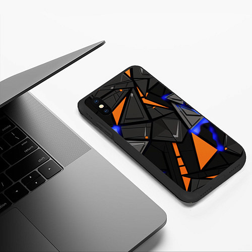 Чехол iPhone XS Max матовый Orange black style / 3D-Черный – фото 3