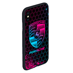 Чехол iPhone XS Max матовый Porsche - neon gradient, цвет: 3D-черный — фото 2