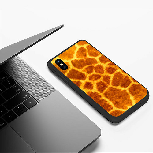 Чехол iPhone XS Max матовый Шкура жирафа - текстура / 3D-Черный – фото 3