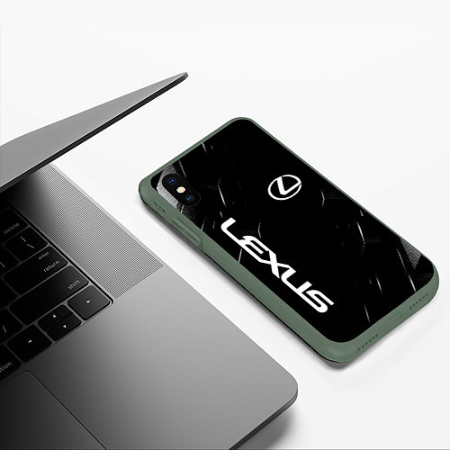 Чехол iPhone XS Max матовый Lexus - minimalism / 3D-Темно-зеленый – фото 3