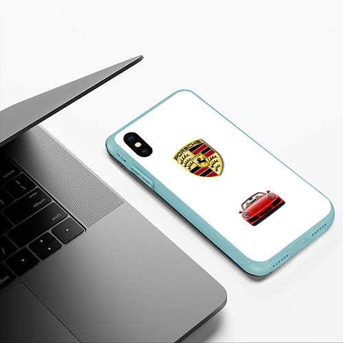 Чехол iPhone XS Max матовый Porsche car / 3D-Мятный – фото 3