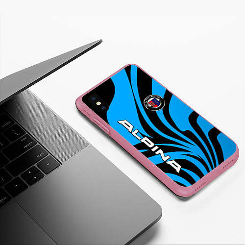 Чехол iPhone XS Max матовый Alpina - blue colors / 3D-Малиновый – фото 3