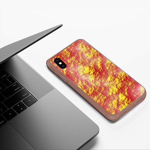 Чехол iPhone XS Max матовый Золото с оранжевым / 3D-Коричневый – фото 3