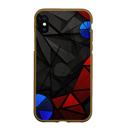 Чехол iPhone XS Max матовый Black blue red elements, цвет: 3D-коричневый