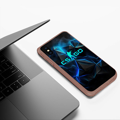 Чехол iPhone XS Max матовый CSGO neon style logo / 3D-Коричневый – фото 3