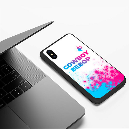 Чехол iPhone XS Max матовый Cowboy Bebop neon gradient style: символ сверху / 3D-Черный – фото 3