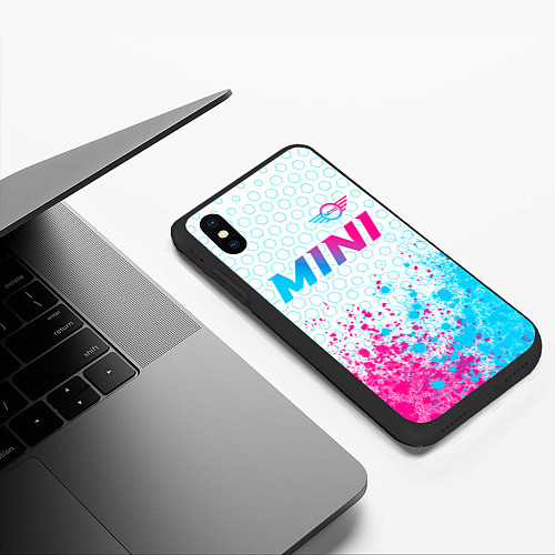 Чехол iPhone XS Max матовый Mini neon gradient style: символ сверху / 3D-Черный – фото 3