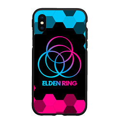 Чехол iPhone XS Max матовый Elden Ring - neon gradient, цвет: 3D-черный
