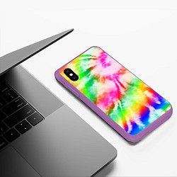 Чехол iPhone XS Max матовый Красивый тай дай, цвет: 3D-фиолетовый — фото 2