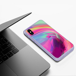 Чехол iPhone XS Max матовый Неоновая геометрическая абстракция, цвет: 3D-светло-сиреневый — фото 2