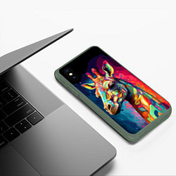 Чехол iPhone XS Max матовый Психоделический жираф, цвет: 3D-темно-зеленый — фото 2