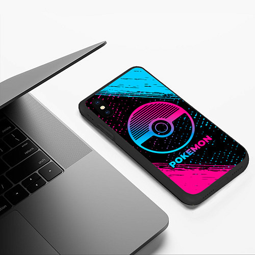 Чехол iPhone XS Max матовый Pokemon - neon gradient / 3D-Черный – фото 3