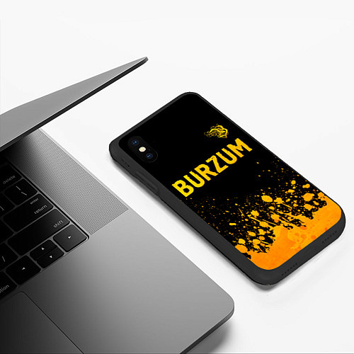 Чехол iPhone XS Max матовый Burzum - gold gradient: символ сверху / 3D-Черный – фото 3