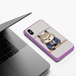 Чехол iPhone XS Max матовый Волк на работе, цвет: 3D-фиолетовый — фото 2