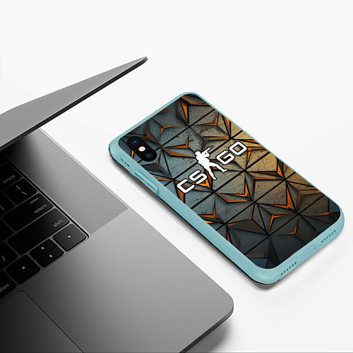 Чехол iPhone XS Max матовый CSGO объемные плиты / 3D-Мятный – фото 3