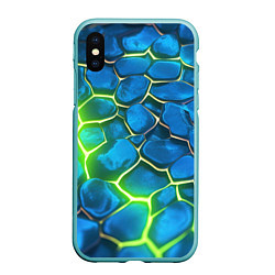 Чехол iPhone XS Max матовый Green blue neon, цвет: 3D-мятный