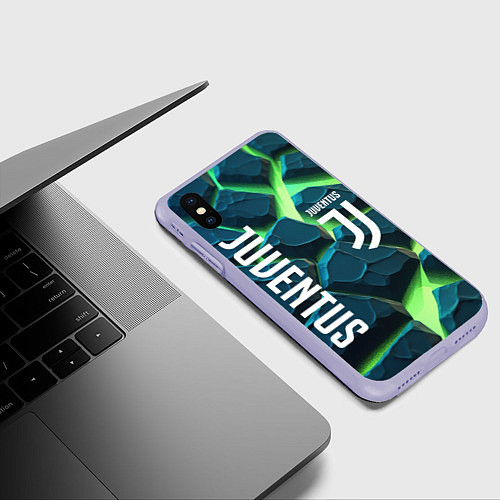 Чехол iPhone XS Max матовый Juventus green neon / 3D-Светло-сиреневый – фото 3