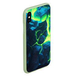 Чехол iPhone XS Max матовый Неоновый зеленый разлом плит, цвет: 3D-салатовый — фото 2