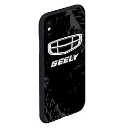 Чехол iPhone XS Max матовый Geely speed на темном фоне со следами шин, цвет: 3D-черный — фото 2