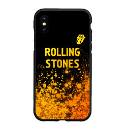 Чехол iPhone XS Max матовый Rolling Stones - gold gradient: символ сверху
