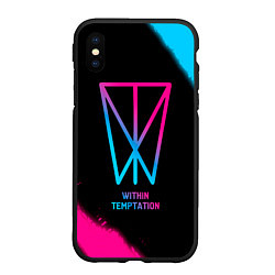 Чехол iPhone XS Max матовый Within Temptation - neon gradient, цвет: 3D-черный