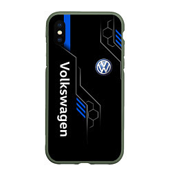 Чехол iPhone XS Max матовый Volkswagen - blue technology, цвет: 3D-темно-зеленый