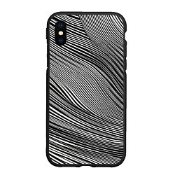 Чехол iPhone XS Max матовый Черно-белые полосы абстракция, цвет: 3D-черный