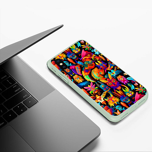 Чехол iPhone XS Max матовый Мифические монстрики / 3D-Салатовый – фото 3