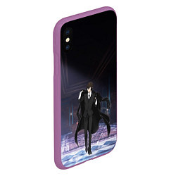 Чехол iPhone XS Max матовый Дазай - великий из бродячих псов, цвет: 3D-фиолетовый — фото 2