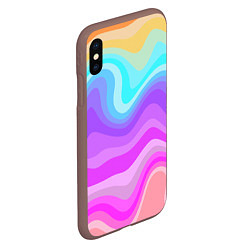 Чехол iPhone XS Max матовый Неоновая разноцветная волна, цвет: 3D-коричневый — фото 2