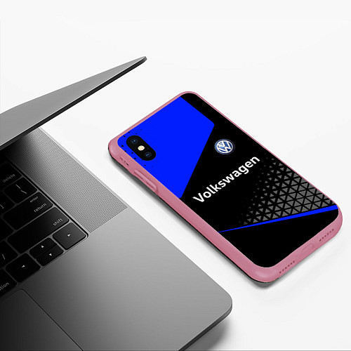 Чехол iPhone XS Max матовый Фольцваген - blue uniform / 3D-Малиновый – фото 3