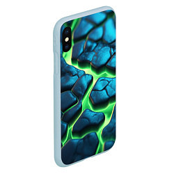 Чехол iPhone XS Max матовый Разломленные зеленые плиты, цвет: 3D-голубой — фото 2