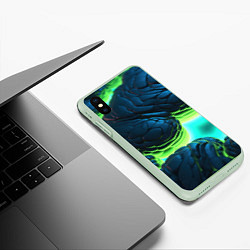 Чехол iPhone XS Max матовый Зеленые объемные плиты, цвет: 3D-салатовый — фото 2