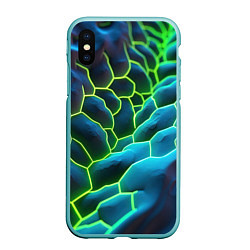 Чехол iPhone XS Max матовый Зеленые текстурные плиты, цвет: 3D-мятный