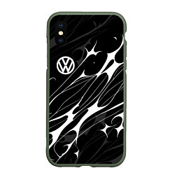 Чехол iPhone XS Max матовый Volkswagen - острые линии, цвет: 3D-темно-зеленый