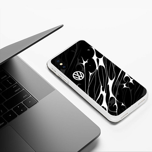 Чехол iPhone XS Max матовый Volkswagen - острые линии / 3D-Белый – фото 3