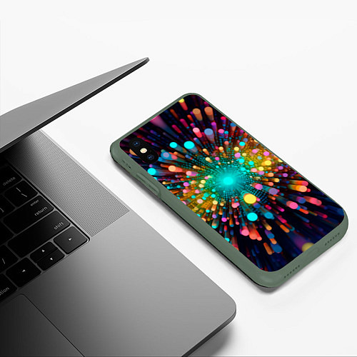 Чехол iPhone XS Max матовый Палочная абстракция / 3D-Темно-зеленый – фото 3