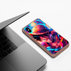 Чехол iPhone XS Max матовый Луффи из Ван Пис - разноцветный, цвет: 3D-коричневый — фото 2