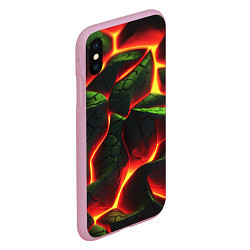 Чехол iPhone XS Max матовый Зеленые плиты и лава, цвет: 3D-розовый — фото 2