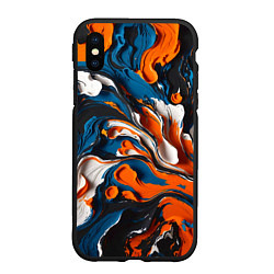 Чехол iPhone XS Max матовый Акриловые краски - оранжевые, цвет: 3D-черный