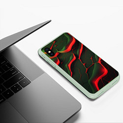 Чехол iPhone XS Max матовый Объемные зеленые плиты, цвет: 3D-салатовый — фото 2