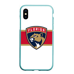 Чехол iPhone XS Max матовый Florida panthers - uniform - hockey, цвет: 3D-мятный
