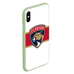 Чехол iPhone XS Max матовый Florida panthers - uniform - hockey, цвет: 3D-салатовый — фото 2