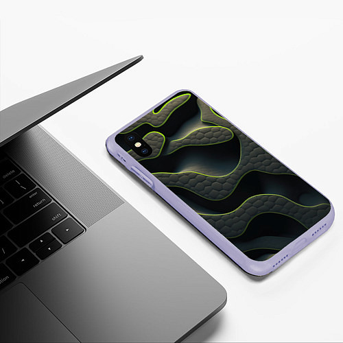 Чехол iPhone XS Max матовый Объемная темная текстура / 3D-Светло-сиреневый – фото 3