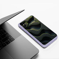 Чехол iPhone XS Max матовый Объемная темная текстура, цвет: 3D-светло-сиреневый — фото 2
