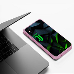 Чехол iPhone XS Max матовый Juventus black green logo, цвет: 3D-розовый — фото 2