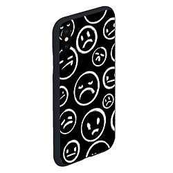 Чехол iPhone XS Max матовый Грустные черно-белые смайлики, цвет: 3D-черный — фото 2