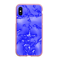 Чехол iPhone XS Max матовый Темно-синий мотив, цвет: 3D-розовый