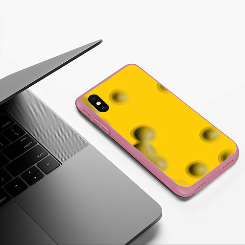 Чехол iPhone XS Max матовый Сырная плоскость / 3D-Малиновый – фото 3