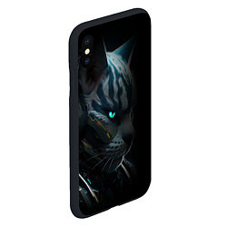 Чехол iPhone XS Max матовый Cat cyberpunk, цвет: 3D-черный — фото 2
